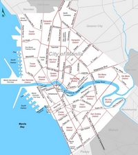 map city of Manila with the names of streets and neighborhoods