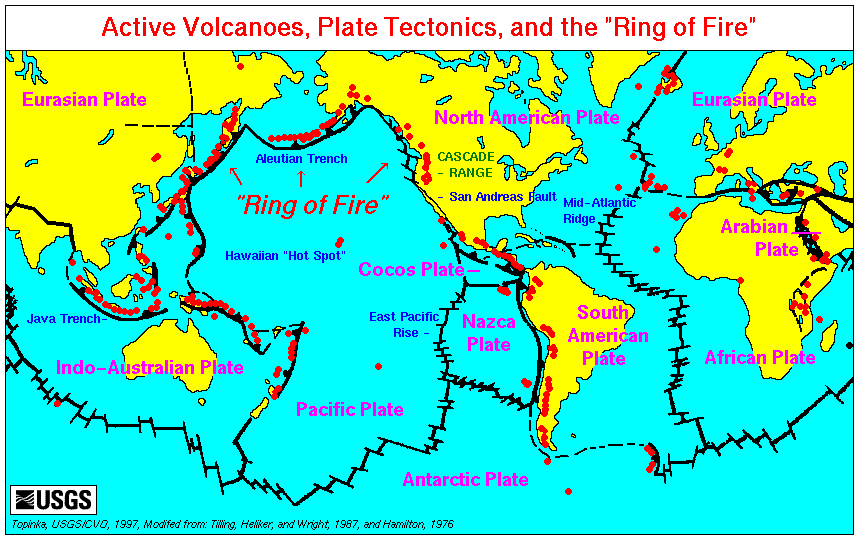 Volcanos map of the world