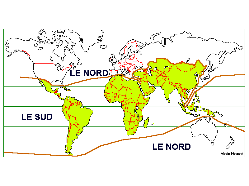 World map North-South divide