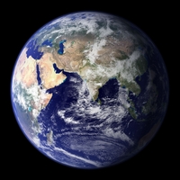 Satellite photo of the eastern hemisphere of the world
