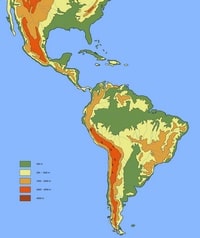 Relief map of South America