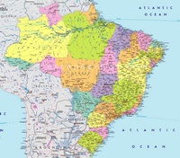 Large map of Brazil with small towns and small rivers