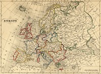 map Europe in the year 1843