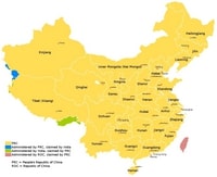 Administrative map China territorial claims