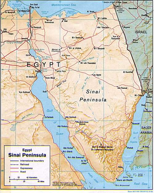 map Sinai of Egypt