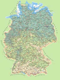 Large map Germany cities roads detailed