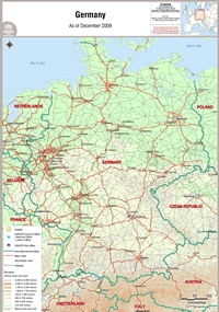 Map Germany cities road railway elevation
