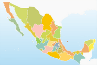 Blank map of Mexico with colored states