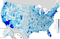 United States map population density