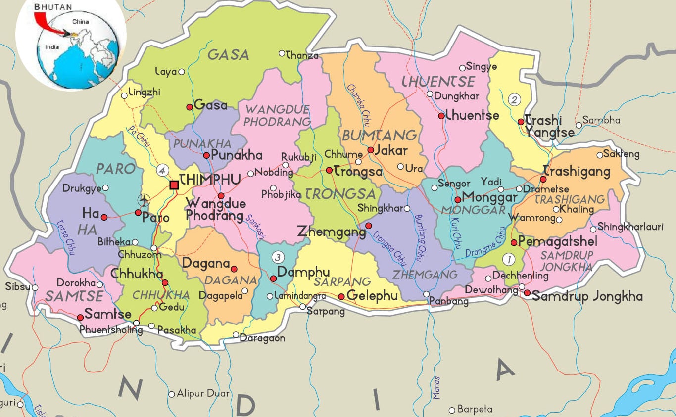 map Bhutan