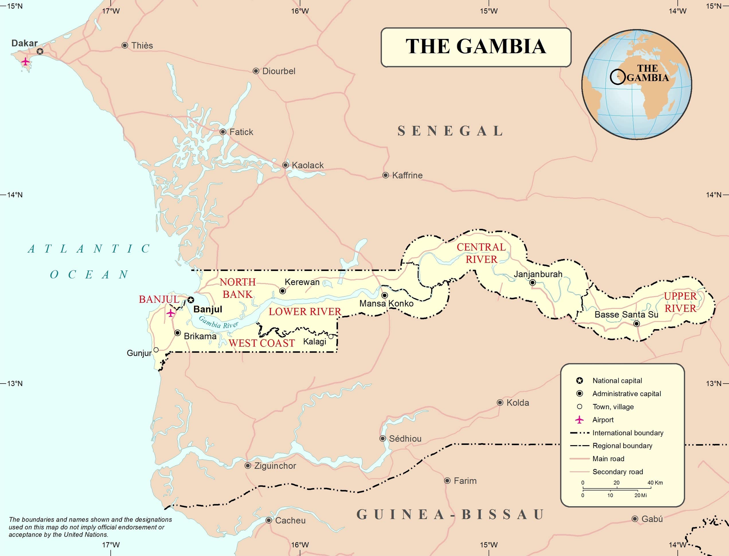 Map Of Countries Gambia