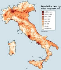 Map Italy population density
