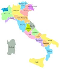 Italy map colored regions
