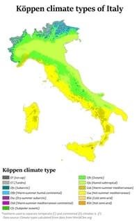 Map of Italy with climates