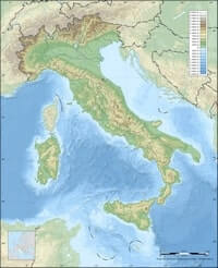 Physical map Italy relief altitude