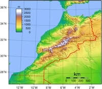 Map of Morocco relief elevation