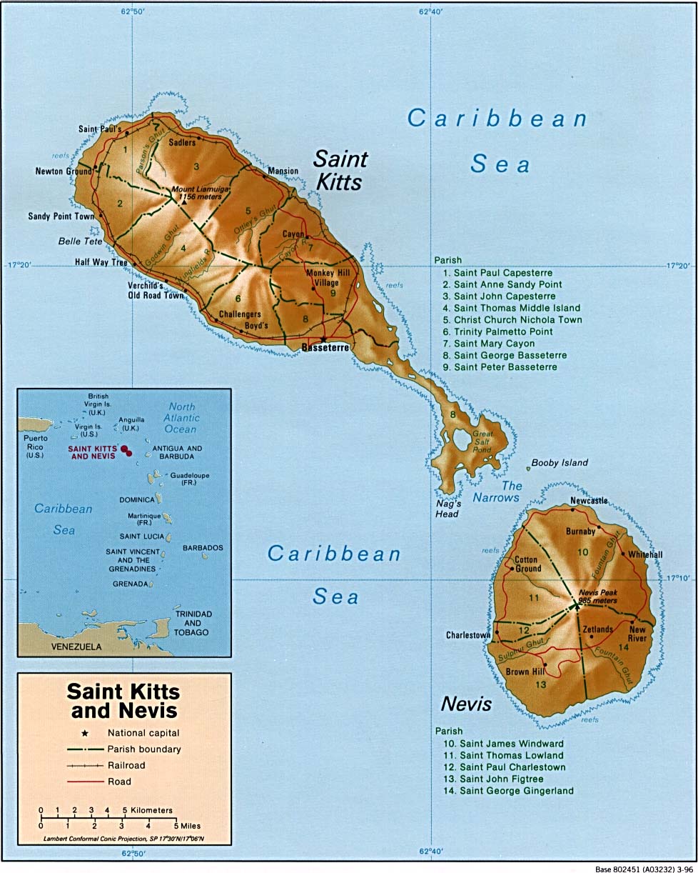 map Saint Kitts and Nevis