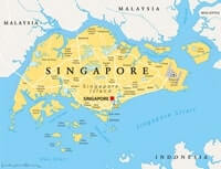Large map of Singapore with resevoirs and islands