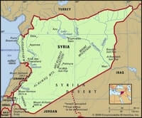 Physical map Syria mountains lakes rivers