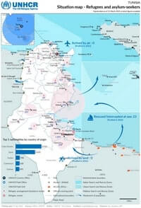 Map of Tunisia refugees situation