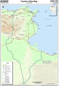 Road map Tunisia cities village relief elevation