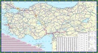 Large road map of Turkey detailed with cities, towns and distance between cities