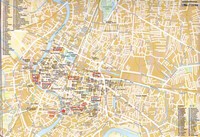 Map of Bangkok hotels, embassies with scale