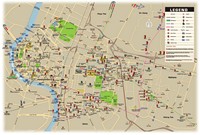 Bangkok map with roads, subway, tourist information, hospitals, hotels, airports and transport