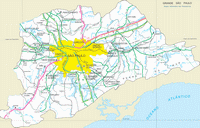 Map of Sao Paulo with means of transport around.