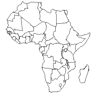 Blank map of Africa.