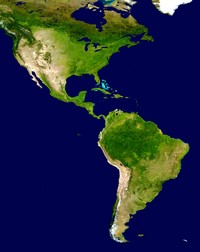 Satellite map of the Americas