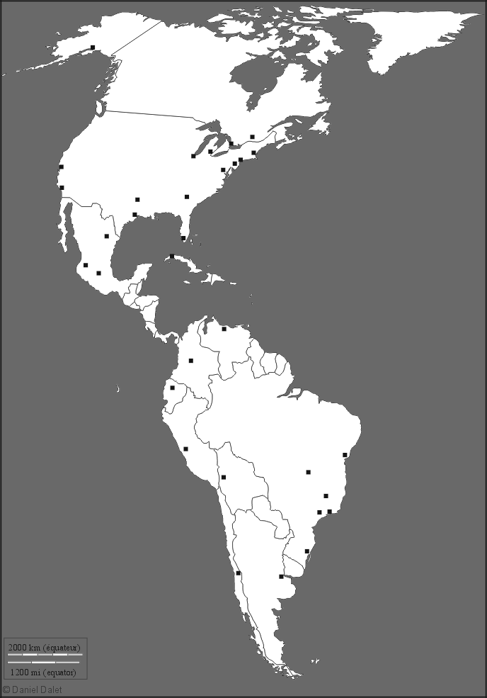 Blank map of the Americas.
