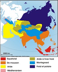 Map of climates in Asia