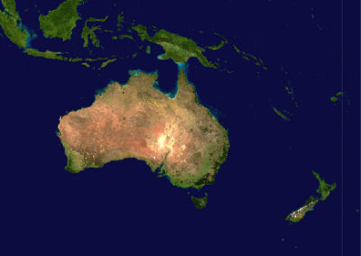 Satellite map of Oceania.