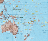 Map of Oceania with the terrain.