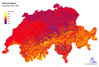 Map of sunshine in Switzerland