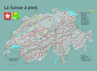 Hiking route map of Switzerland on foot