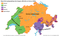 Map of the official languages ​​of Switzerland