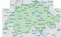 Simple map of Switzerland with the cities