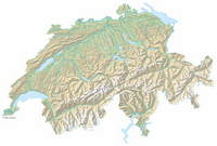 Relief map of Switzerland in 3D without the altitude.