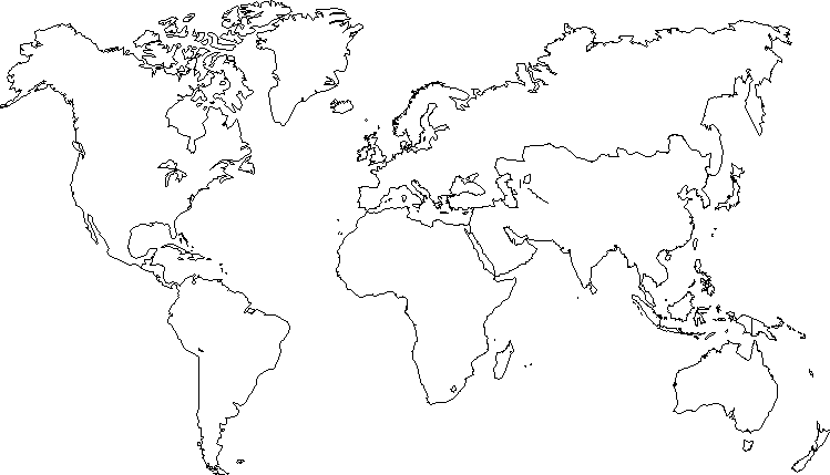Blank world map without country borders.