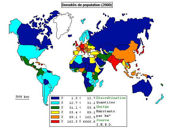 Density map of the world population
