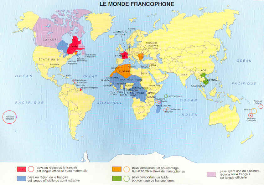 Map of the Francophone world.