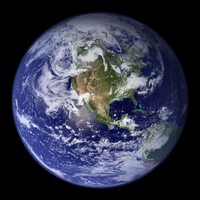 Satellite photo of world Western Hemisphere