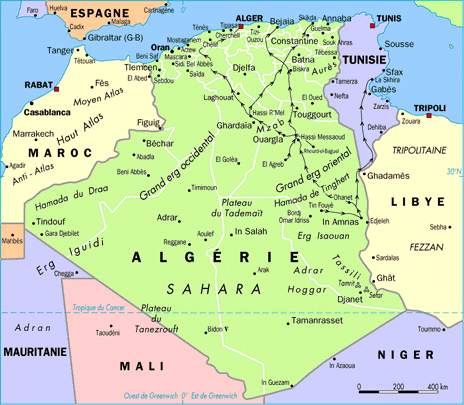 Map of cities of Algeria