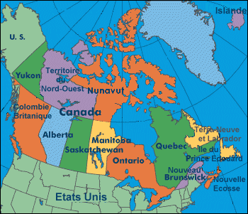 Map of regions of Canada.