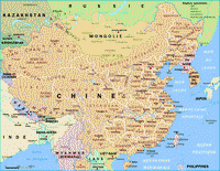 Map of China with the rivers.