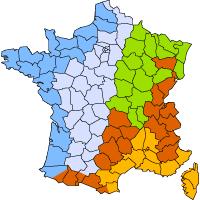 Climate map by French department.