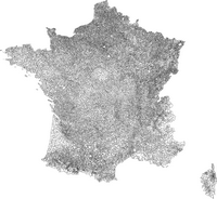 Map of France with the municipalities of France