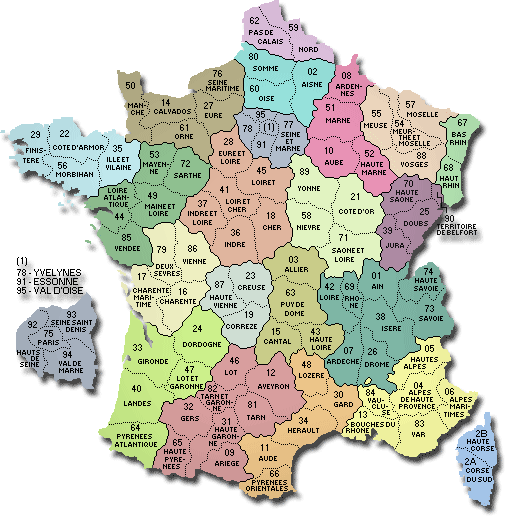 Map of French departments